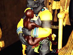 Anubis fucks hard a sexy slave ebony in an egyptian temple